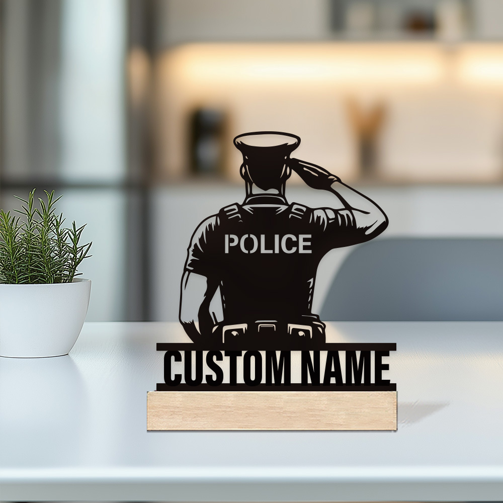 Office Furniture Table - Personalized Metal Police Badge, Custom Name
