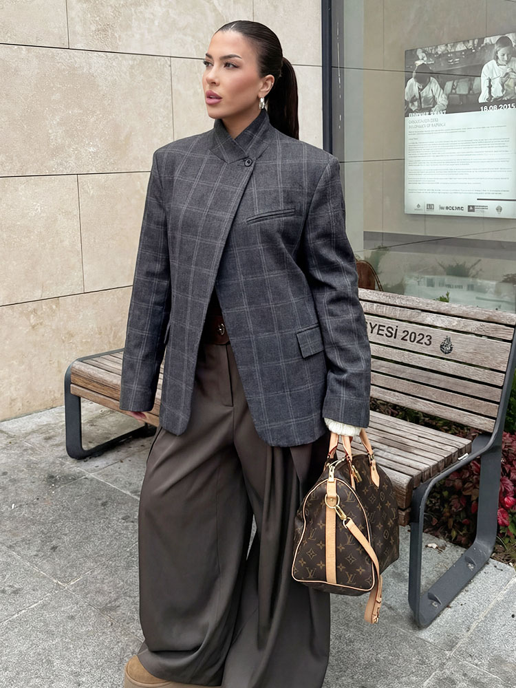 Coat Rack Standing - HH 2026 Spring Plaid Blazer Jacket