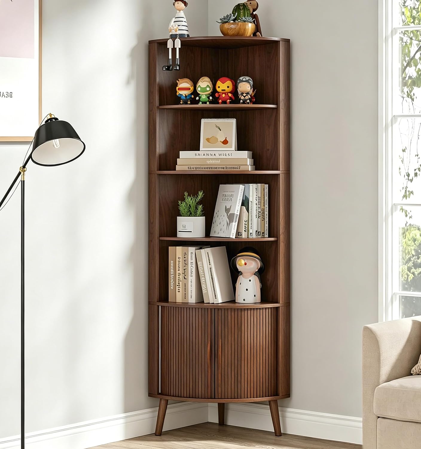 5-Tier Corner Shelf, 66.73''Ta - Bookshelf 5 Tier 评论和价格