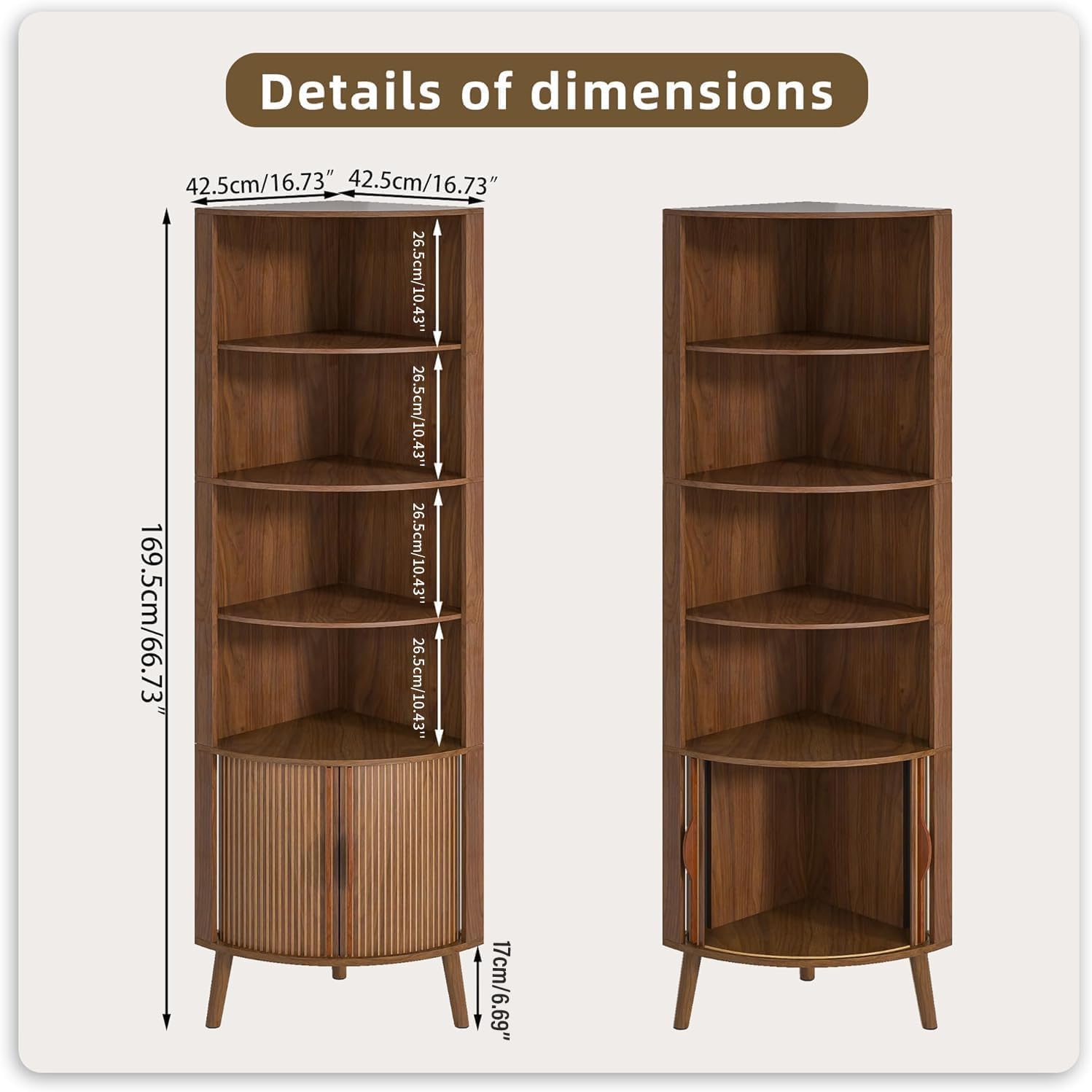 5-Tier Corner Shelf, 66.73''Ta - Bookshelf 5 Tier 评论和价格