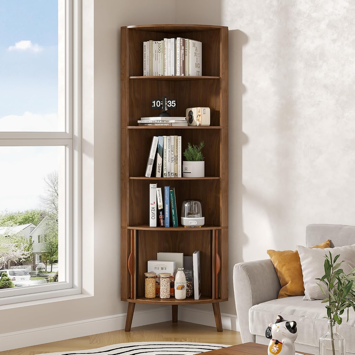5-Tier Corner Shelf, 66.73''Ta - Bookshelf 5 Tier 评论和价格