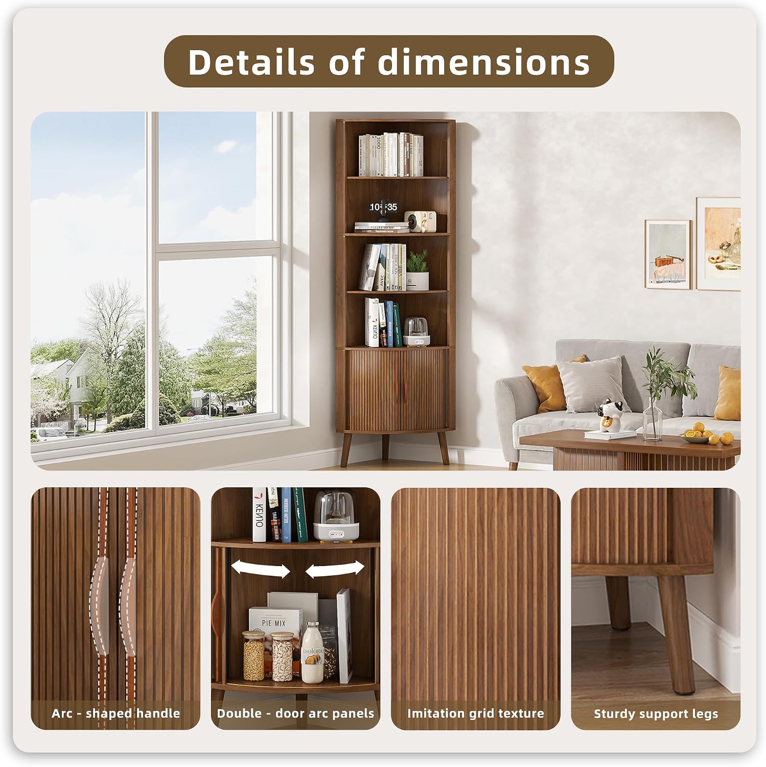 5-Tier Corner Shelf, 66.73''Ta - Bookshelf 5 Tier 评论和价格