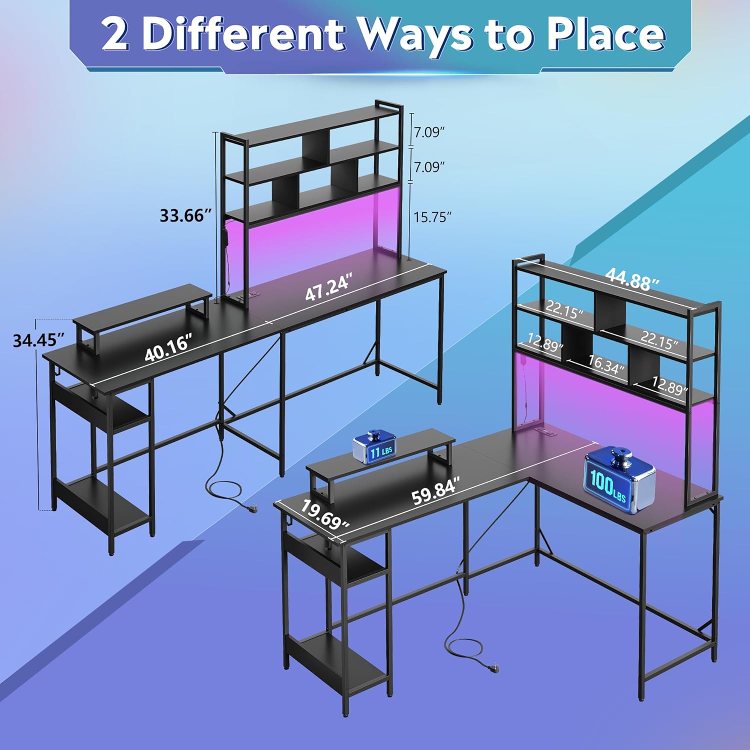 L Shaped Gaming Desk with Hutc - Gaming Desk With Hutch 评论和价格