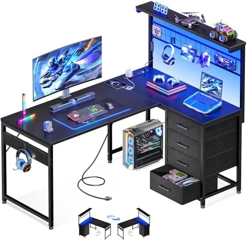 43” L Shaped Gaming Desk for S - Gaming Desk With Hutch 评论和价格