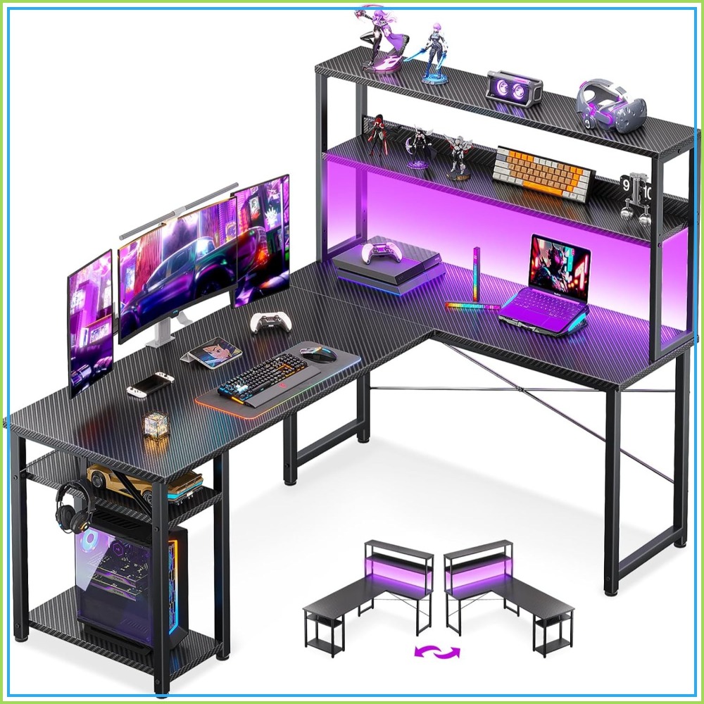 53 Inch L Shaped Gaming Desk w - Gaming Desk With Hutch 评论和价格