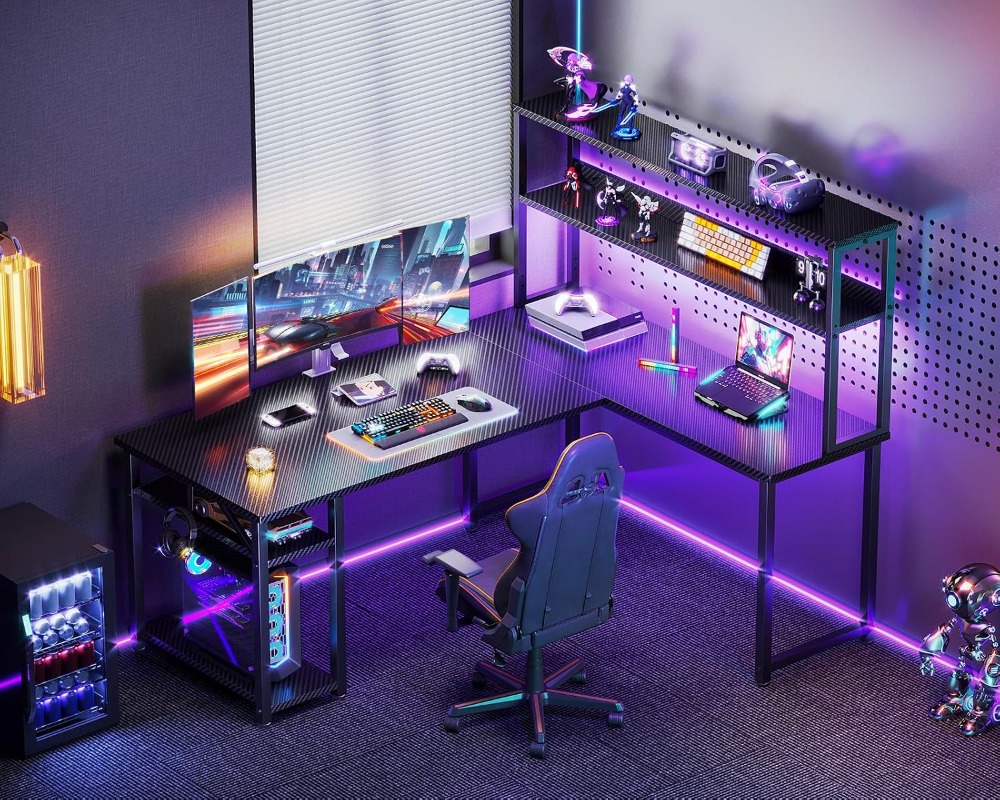 53 Inch L Shaped Gaming Desk w - Gaming Desk With Hutch 评论和价格