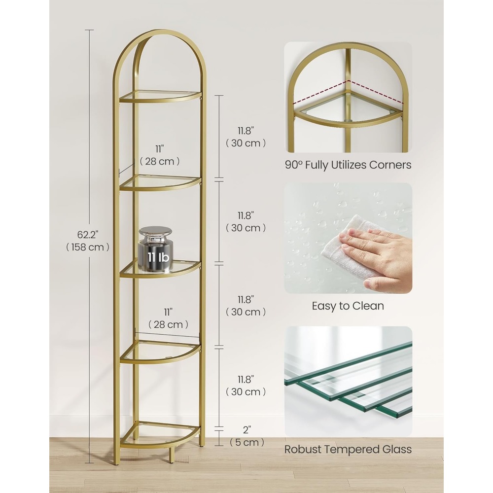5-Tier Corner Shelf Stand, Cor - Bookshelf 5 Tier 评论和价格