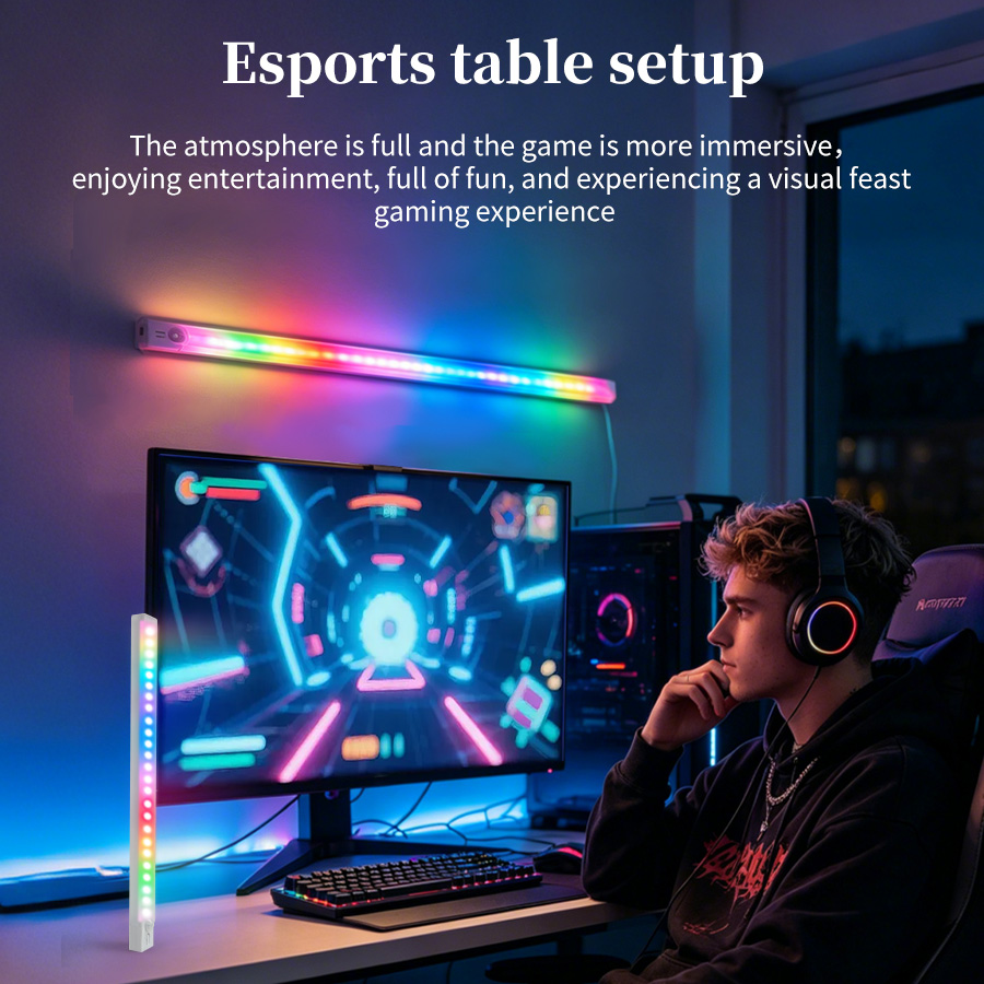 Rechargeable RGB LED Desk Ligh - Gaming Desk With Hutch 评论和价格