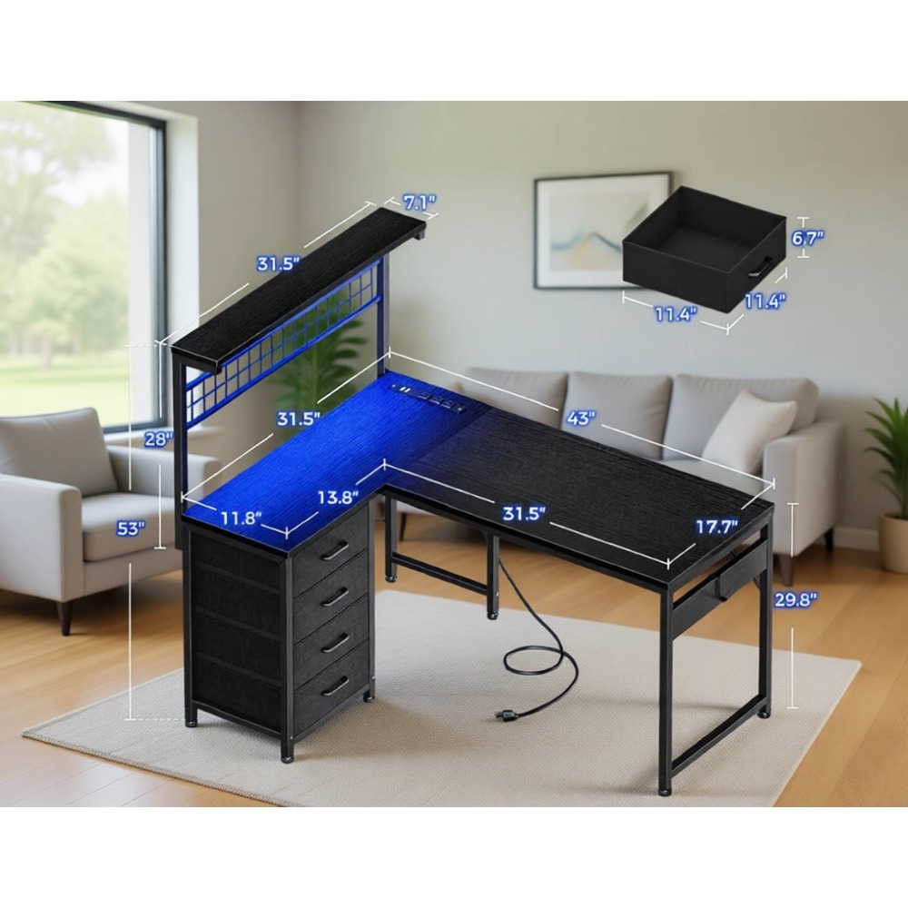 L Shaped Gaming Desk with Shel - Gaming Desk With Hutch 评论和价格