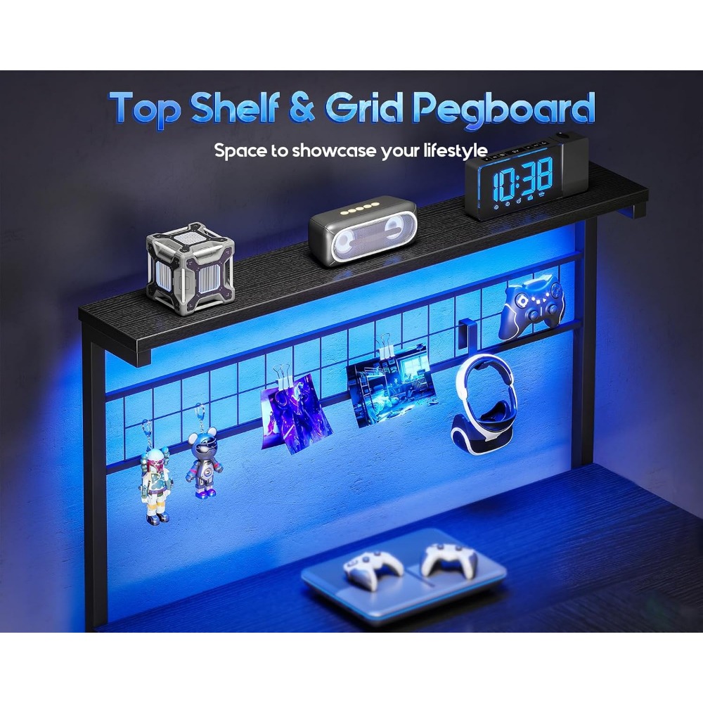 L Shaped Gaming Desk with Shel - Gaming Desk With Hutch 评论和价格