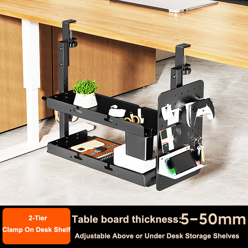 Clamp-on 14 inch Above Below D - Gaming Desk With Hutch 评论和价格
