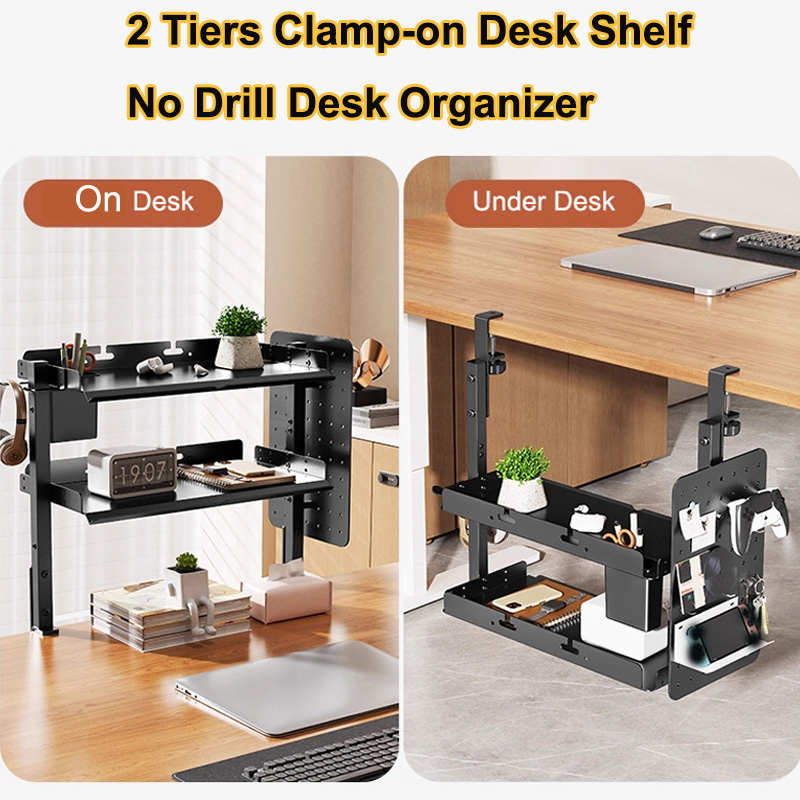 Clamp-on 14 inch Above Below D - Gaming Desk With Hutch 评论和价格