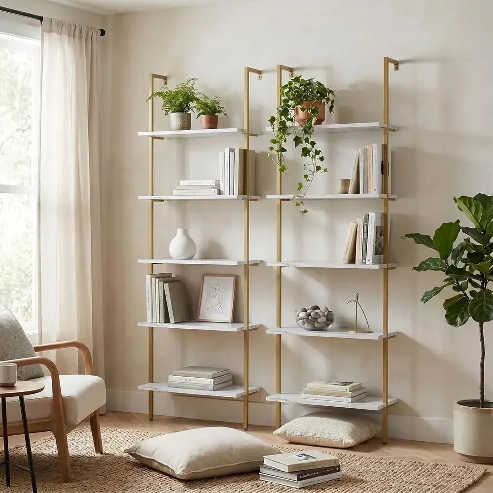 5-Tier White Marble Wall-Mount - Bookshelf 5 Tier 评论和价格
