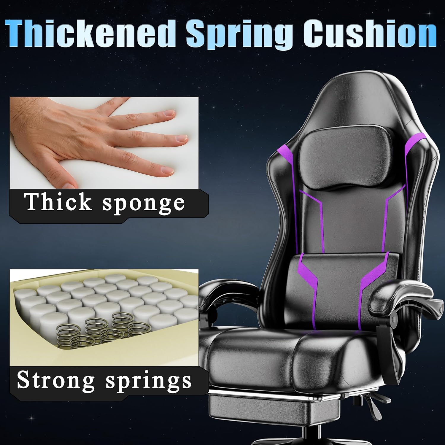 Ergonomic Gaming Chair with Po - Office Footrest Cushion 评论和价格
