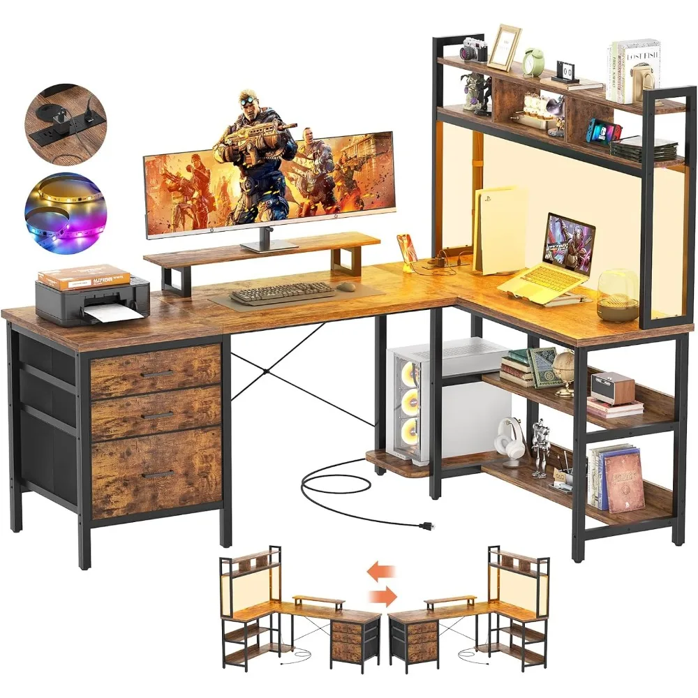 Aheaplus L Shaped Desk with Hu - Gaming Desk With Hutch 评论和价格