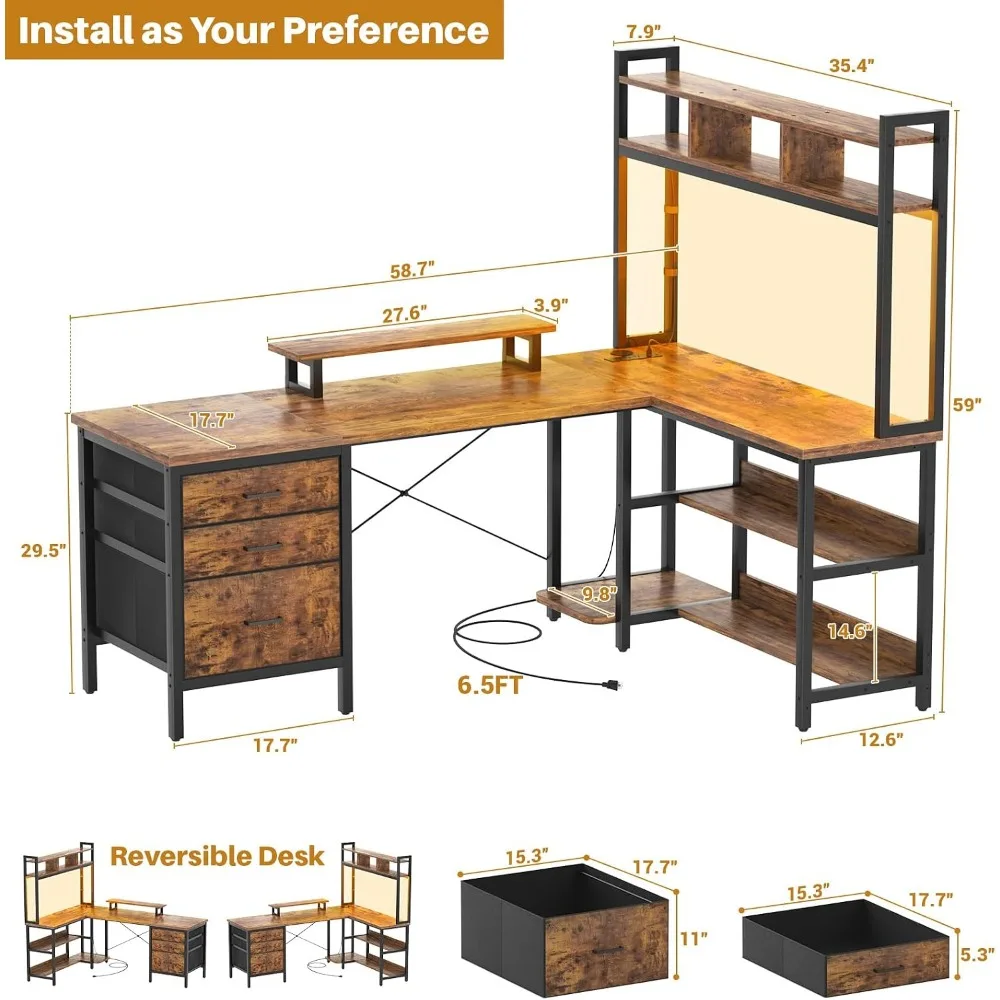 Aheaplus L Shaped Desk with Hu - Gaming Desk With Hutch 评论和价格