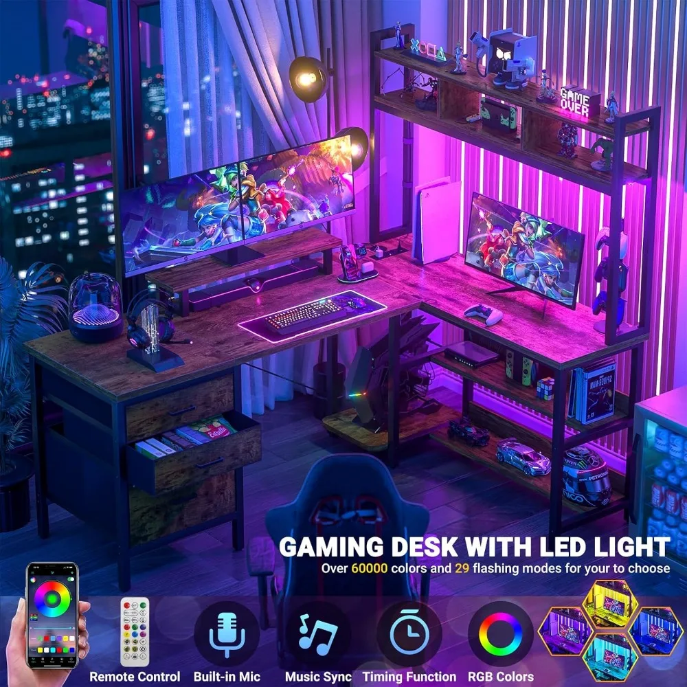 Aheaplus L Shaped Desk with Hu - Gaming Desk With Hutch 评论和价格