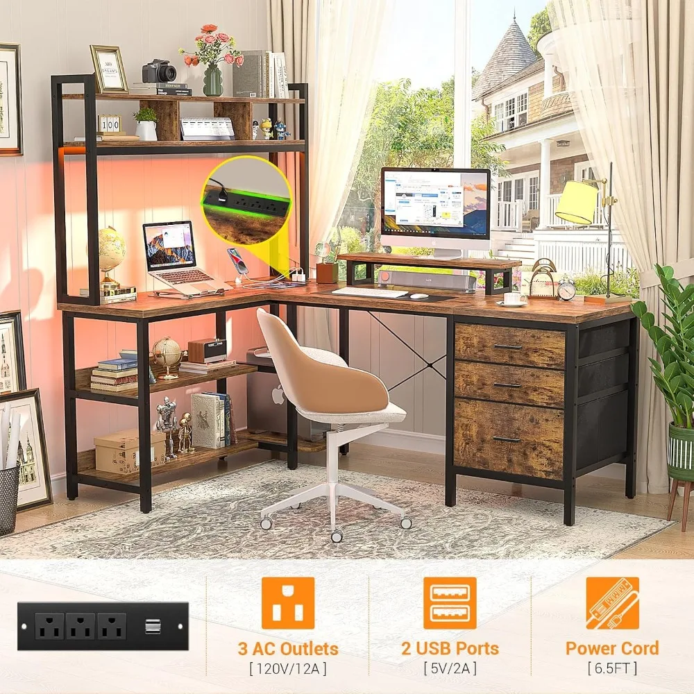Aheaplus L Shaped Desk with Hu - Gaming Desk With Hutch 评论和价格