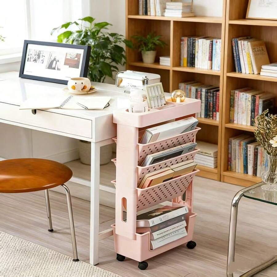 5-Tier Rolling Storage Cart Wi - Bookshelf 5 Tier 评论和价格