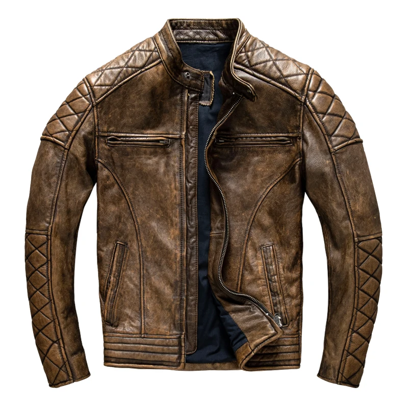 Vintage Men Leather Jacket Yel - Coat Rack Standing 评论和价格