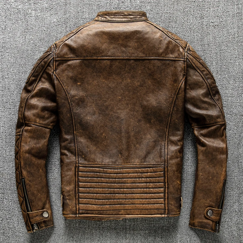 Vintage Men Leather Jacket Yel - Coat Rack Standing 评论和价格