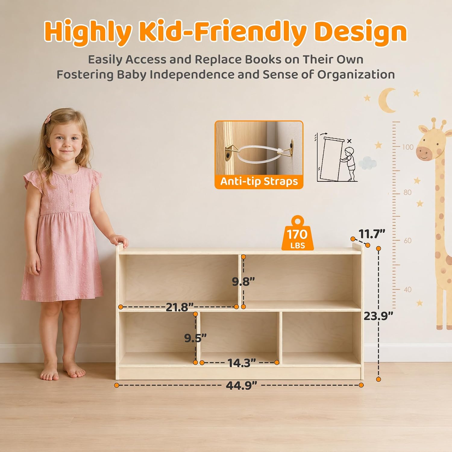 Wooden 5-Section Montessori To - Bookshelf 5 Tier 评论和价格