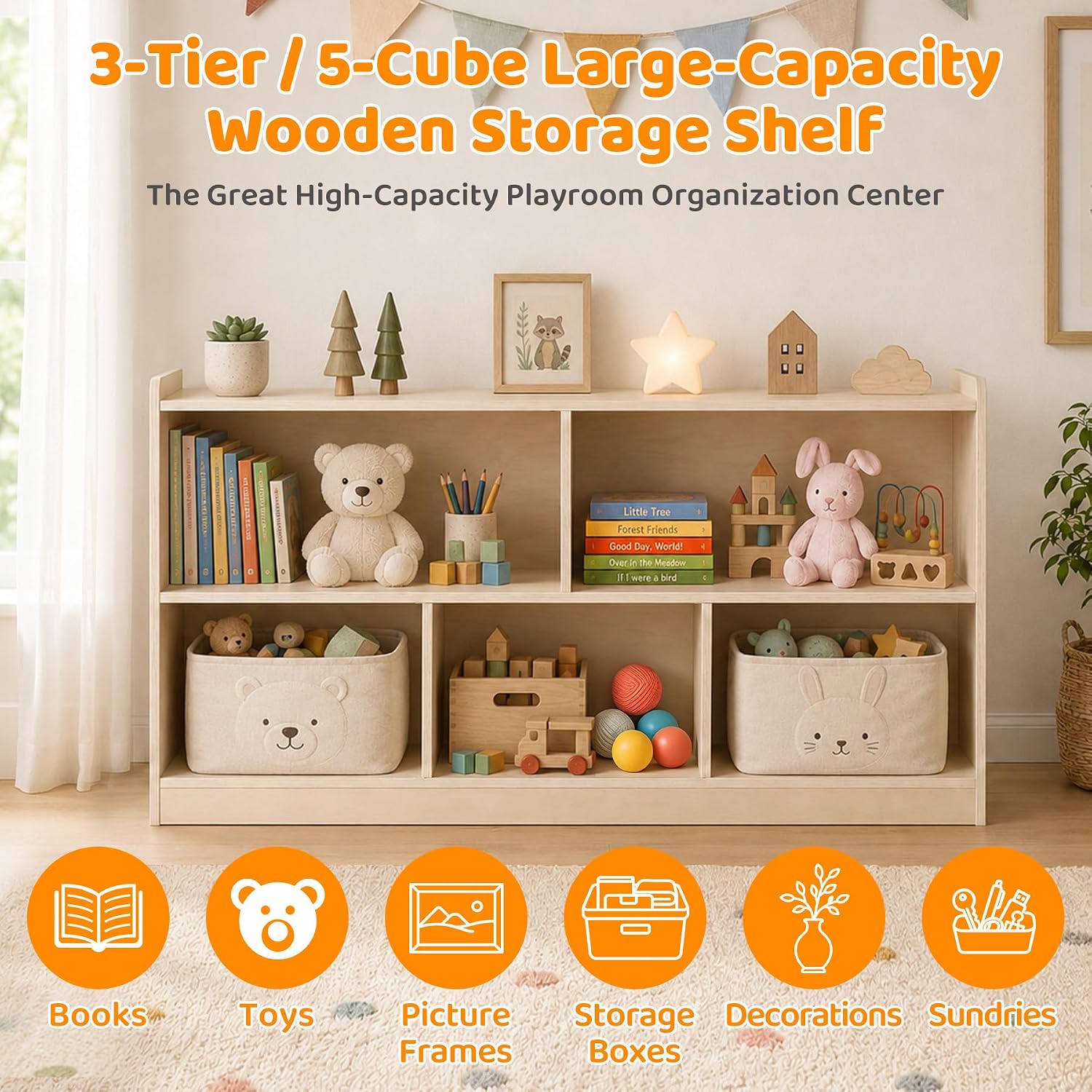 Wooden 5-Section Montessori To - Bookshelf 5 Tier 评论和价格