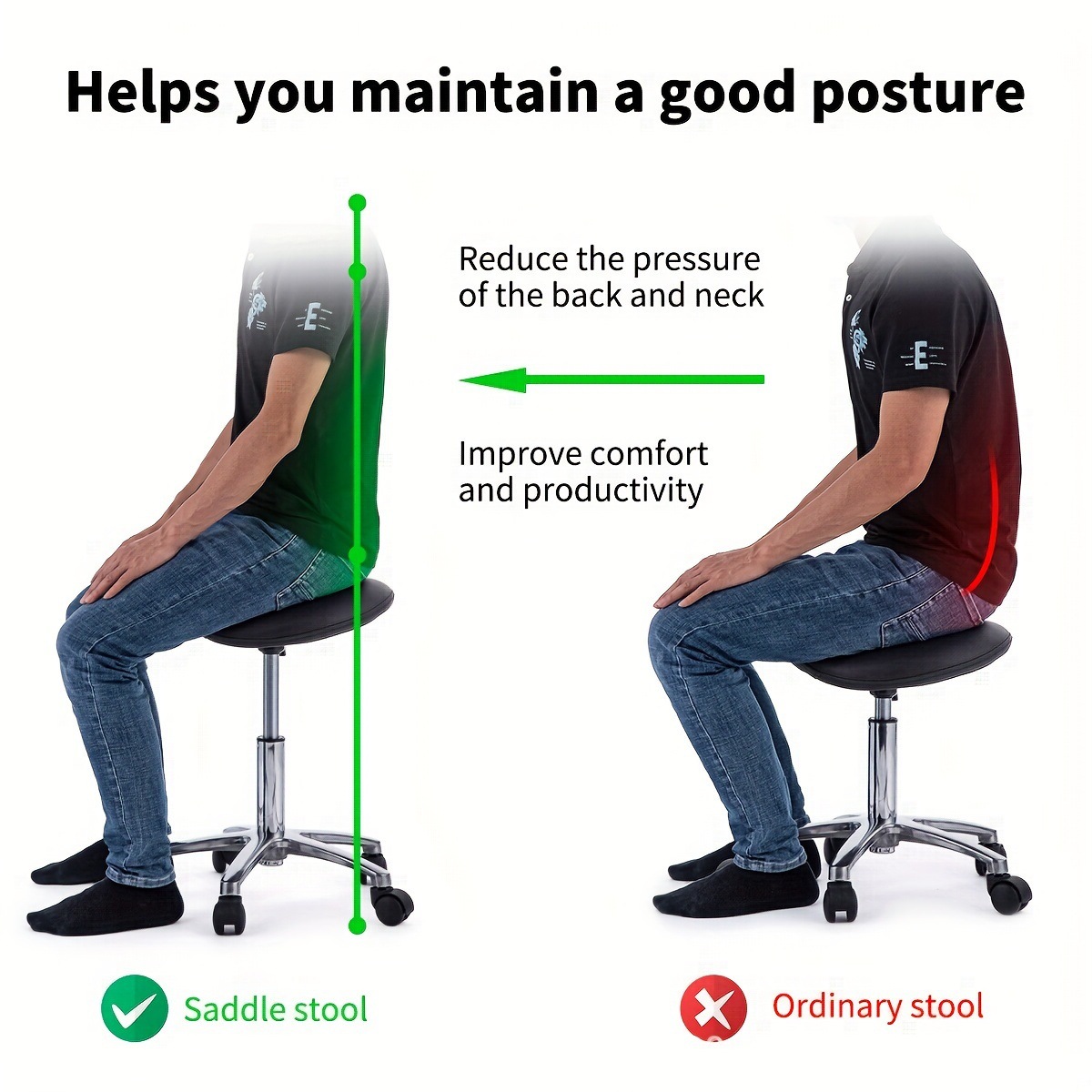 Saddle Stool Rolling Swivel SP - Office Furniture Ergonomic 评论和价格