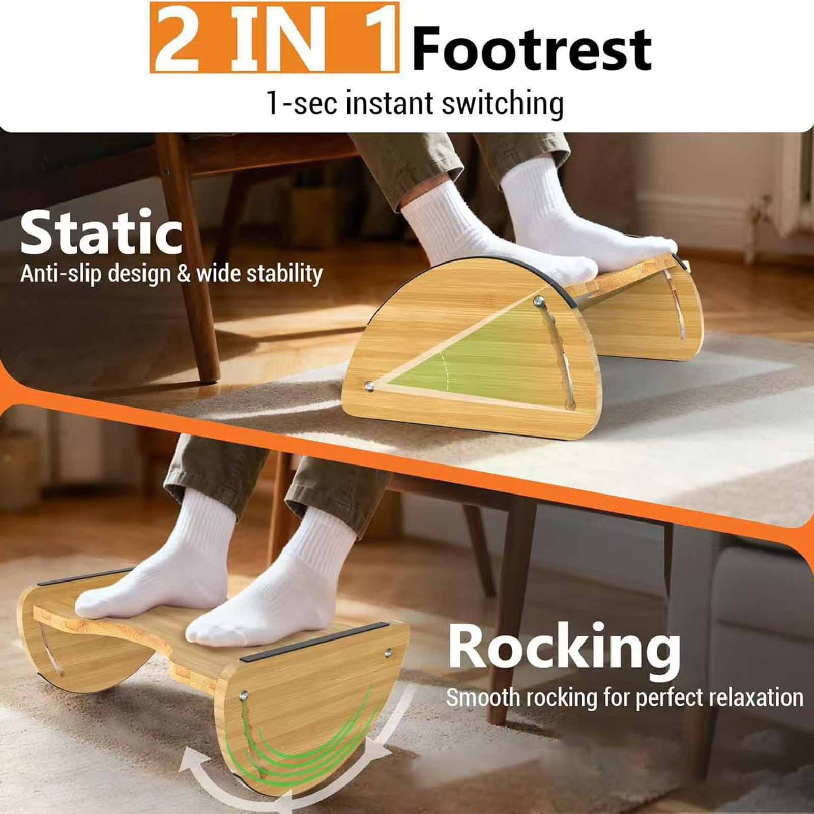 Adjustable Office Bamboo Footr - Office Footrest Cushion 评论和价格
