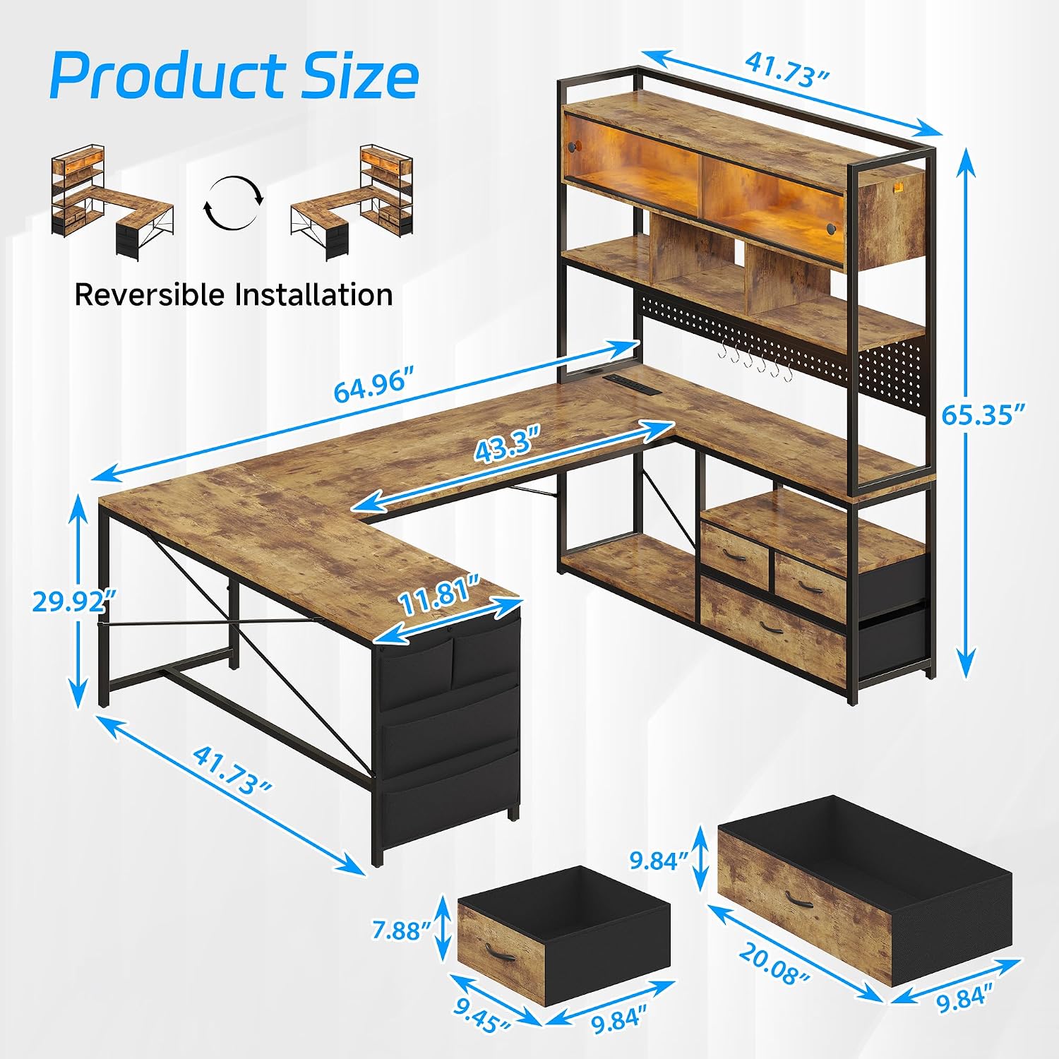 U-Shaped Gaming Desk with Shel - Gaming Desk With Hutch 评论和价格
