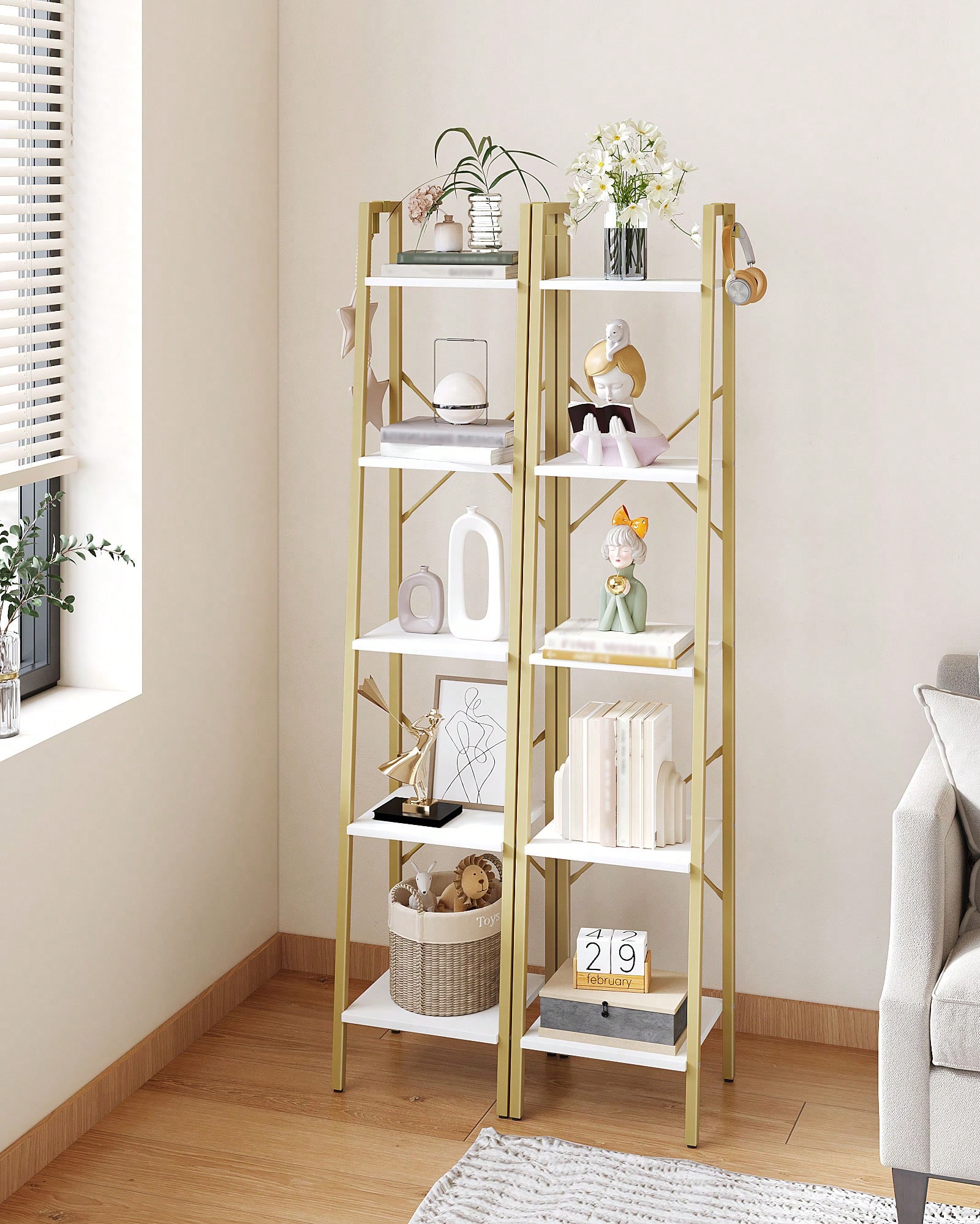 5 Tier Ladder Shelf Modern Gla - Bookshelf 5 Tier 评论和价格