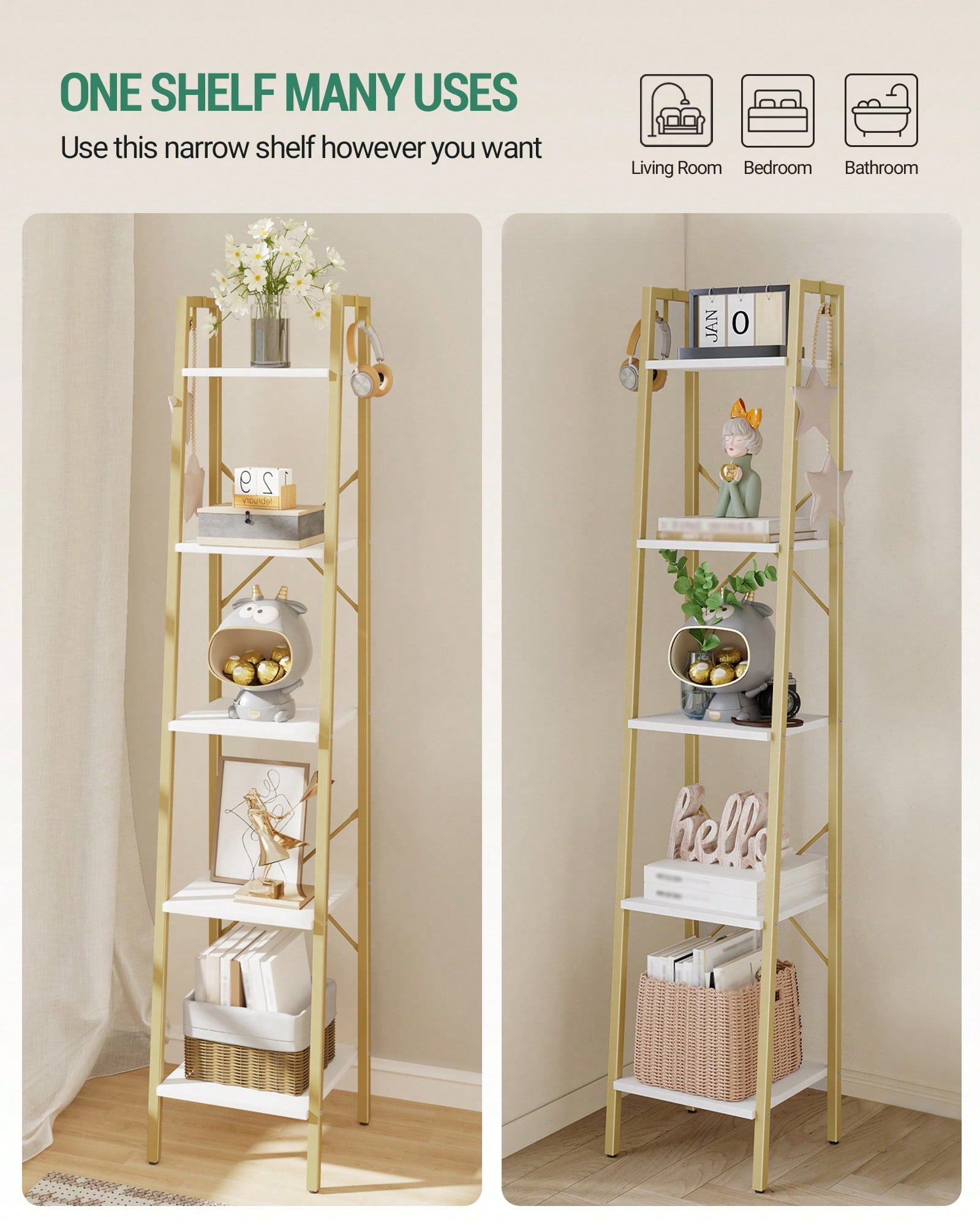 5 Tier Ladder Shelf Modern Gla - Bookshelf 5 Tier 评论和价格