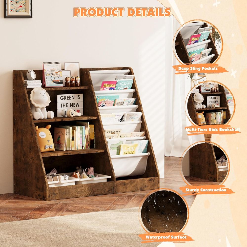 4-Tier Wooden Toddler Bookshel - Bookshelf 5 Tier 评论和价格
