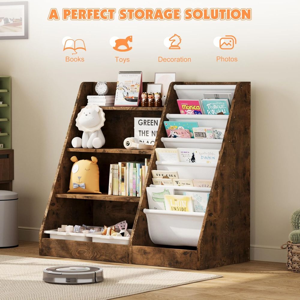 4-Tier Wooden Toddler Bookshel - Bookshelf 5 Tier 评论和价格